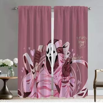 Шторы Ghostface для спальни, перегородки, шторы для гостиной, украшения на Хэллоуин, шторы для домашнего интерьера, 2 шт., кухня W50xH70cmx2pcs-CL