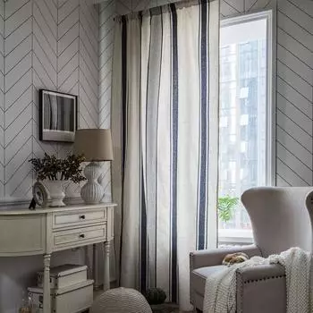 Шторы из хлопка и льна, темно-синие, красные, окрашенные в пряжу, полосатые полузатемненные шторы для гостиной, спальни красный