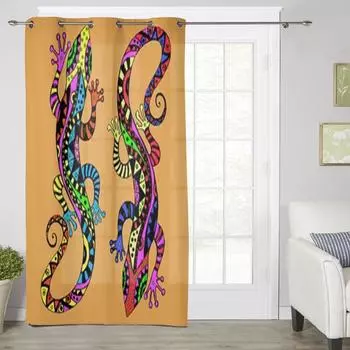 Шторы на окно с африканскими животными для гостиной, роскошный декор для спальни, занавески для кухни, занавески для окон 135W x 60H(cm) x1