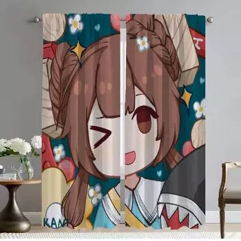 Шторы Onmyoji Anti-mosquit Curtains для гостиной, занавески для домашнего интерьера, 2 шт., тюль для украшения Хэллоуина для спальни W50xH70cmx2pcs-CL