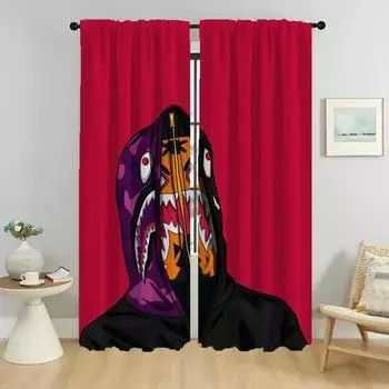Шторы от комаров, 2 шт., тюль B-BAPES для спальни, элегантные шторы для комнаты, затемняющие шторы, украшения на Хэллоуин W50xH70cmx2pcs-CL