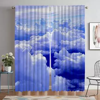 Шторы от комаров для камеры Cloud Shades Современные шторы для гостиной 2 шт. Затемняющие шторы для Хэллоуина Украшение для детей W50xH70cmx2pcs-CL