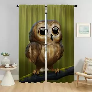 Шторы от комаров для камеры с изображением совы из мультфильма, занавески для интерьера гостиной, оконные занавески, перегородки, жалюзи, кухня W50xH70cmx2pcs