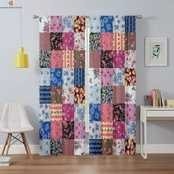Шторы с цветным узором в клетку, шторы в стиле бохо, шторы для спальни, гостиной, кухни, затемняющие теплоизоляционные шторы W50xH130(CM)x2PCS&Grommet Top