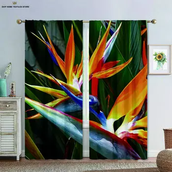 Шторы с цветочным принтом в пасторальном стиле для спальни, гостиной, кухни, декоративные, можно стирать в стиральной машине, комплект из 2 шт. W50X130H(CM)X2PCS&Grommet Top