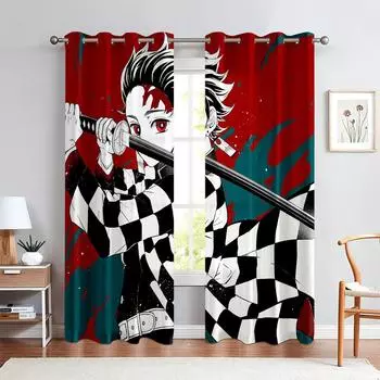 Шторы с героями мультфильмов аниме для детской комнаты, спальни, кабинета, оформления окон, дешевые, 2 панели, 3D W50X130H(CM)X2PCS&Grommet Top