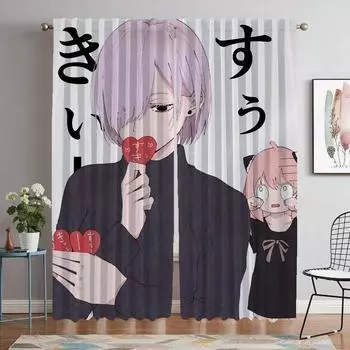 Шторы Spy X Family Elegant Room для гостиной, украшения на Хэллоуин, занавески для окон, шторы для домашнего интерьера, 2 шт., оттенки W50xH70cmx2pcs-CL