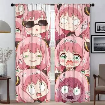 Шторы Spy X Family, занавески для детской комнаты, занавески для комнаты из 2 панелей, занавески для домашнего интерьера, перегородки, украшения на Хэллоуин, оттенки W50xH70cmx2pcs-CL