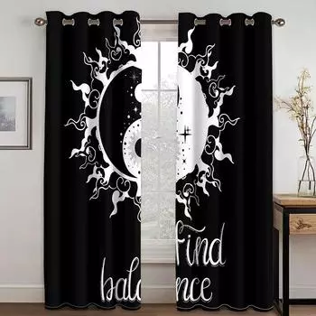 Шторы Тайцзи Инь Ян с узором китайского багуа, психоделические художественные шторы, 2 панели, гостиная, спальня, кабинет, балкон, декор 50W60H(CM)X2&HOOK