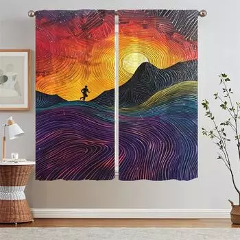 Шторы Trail Runner для детской комнаты, современные украшения для дома, шкафы для гостиной, подхваты для штор из бисера, затемняющие шторы W50xH70cmx2pcs-CL