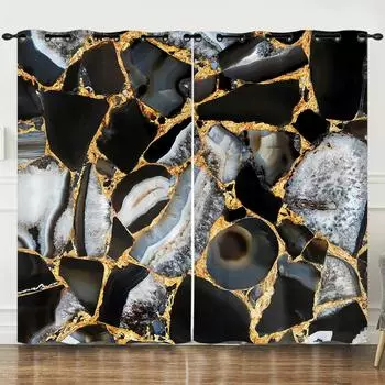 Шторы в скандинавском стиле с мраморной текстурой, шторы для спальни с цифровой печатью, светонепроницаемые шторы, без пробивания 97cm*114cm*2