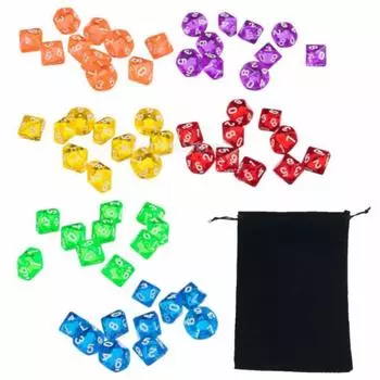 shttown set of perfect for 18mm with storage set of 5 each in 6 colors 10-sided dice, multi-sided, 30, TRPG, dice, bag, colorful,