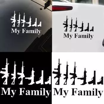 Штурмовое оружие «Моя семья», светоотражающие наклейки для автомобиля, грузовика, окна, наклейки, декор чёрный