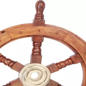 Штурвал, 18 дюймов, тиковый штурвал, инкрустация и шесть спиц, коричневый с золотым, подарочный морской