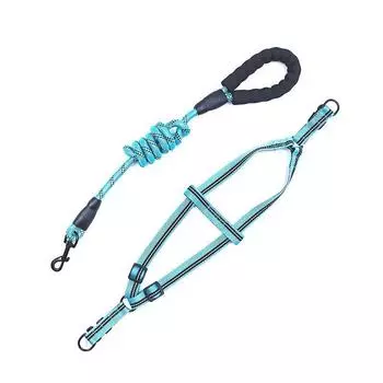 Shuangyu Pet Supplies Dog Breast Strap Adjustable Reflective Hand Holding Rope Dog Chain Medium Large Dog Dog Leash Wholesale S-1.0 chest strap Light blue