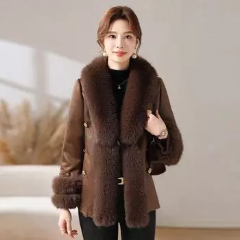 Шуба для мам осень-зима и зима в иностранном стиле для женщин 2024 года, новая для людей среднего и пожилого возраста, благородный мех, интегрированная имитация норки XL
