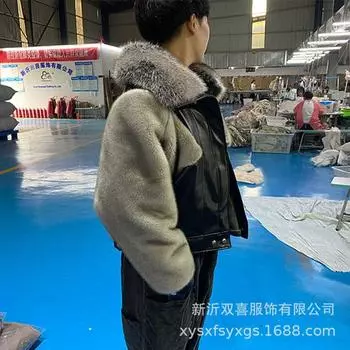 Шуба из искусственного меха лисы, зимняя новая женская мода теплая шуба из искусственного меха норки One size серебряный серый