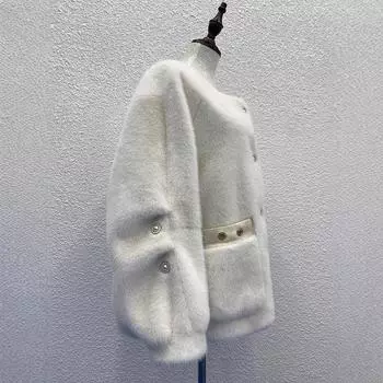 Шуба из искусственного меха женская, средней и длинной длины, темпераментная знаменитая модель, имитация лисьего меха, новинка 2024 года S 80-60 kg бежевый