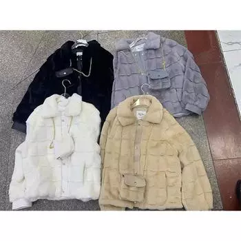 Шуба с рукавами-фонариками для женщин осень-зима утолщенная короткая модная имитация норки плюшевая норка новый стиль M