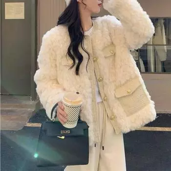 Шуба Xiaoxiangfeng для женщин, высококачественный осенний дизайн с имитацией шерпы, нежный темперамент, осенний топ в корейском стиле S