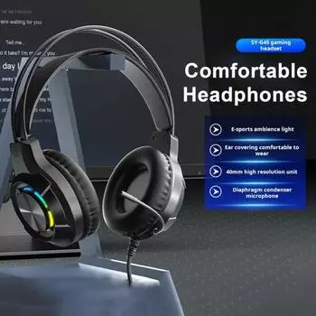 Шумоподавляющие наушники с амбушюрами из пеноматериала с эффектом памяти, универсальные, легкие, объемный звук, игровые чёрный