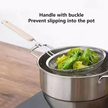 Шумовка для дома из нержавеющей стали с маленьким отверстием, деревянная ручка, сетка для фильтра, можно повесить решетку для масла 1 шт.