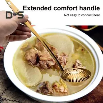 Шумовка из нержавеющей стали для жарки, готовки, 2 в 1, шумовка, дуршлаг с длинной ручкой, сито, совок для тушеных макаронных изделий, лапши серебряный