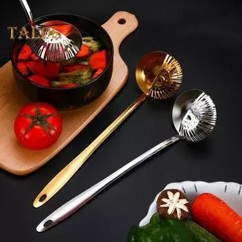 Шумовка из нержавеющей стали для жарки, готовки, 2 в 1, шумовка, дуршлаг с длинной ручкой, сито, совок для тушеных макаронных изделий, лапши серебряный