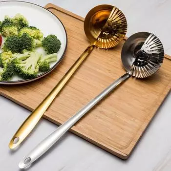 Шумовка из нержавеющей стали для жарки, готовки, 2 в 1, шумовка, дуршлаг с длинной ручкой, сито, совок для тушеных макаронных изделий, лапши серебряный