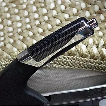 SHUNWEI SD-2002 автомобильный универсальный карбоновый пластиковый противоскользящий чехол для ручного тормоза стояночного тормоза черный с наклейкой на полосу коричневый