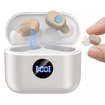 Шуонки Слуховой аппарат для пожилых людей Новый в Маленький размер Легкий Вес До Часов Непрерывной Автоматической Мощности Уровень Заряда Батареи 300 мАч бежевый