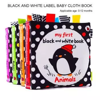 Шуршащая тканевая книжка с изображением автомобиля животного и биркой устройства BB, игрушка для визуального развития Face