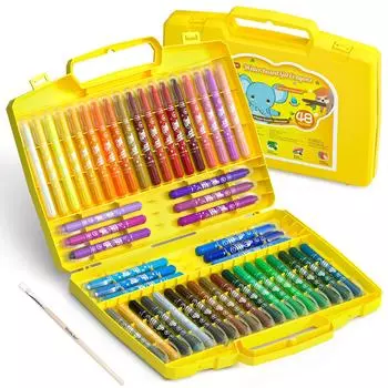 Shuttle Art Crayon 48 цветная маркерная ручка Quick Get Your Hands простая в использовании раскраска для рисования на футляре в комплекте, выдвижная, на водной основе,