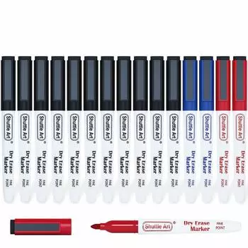 Shuttle Art Whiteboard Erasable Marker Eraser Set of Fine Large For Can Write For Work Home Schools Marker, Pen, Magnetic, Included, 15, Point,