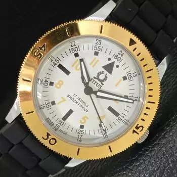 ШВЕЙЦАРСКИЕ 40 ММ МУЖСКИЕ ЧАСЫ TITUS ВОССТАНОВЛЕННЫЕ ПОВОРОТНЫЙ БЕЗЕЛЬ БЕЛЫЙ ЦИФЕРБЛАТ 430536-2 R103-a430536