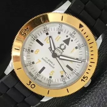 ШВЕЙЦАРСКИЕ МУЖСКИЕ 40 ММ ВОССТАНОВЛЕННЫЕ ЧАСЫ TITUS С ПОВОРОТНЫМ БЕЗЕЛЕМ И БЕЛЫМ ЦИФЕРБЛАТОМ 430535-2 R103-a430535