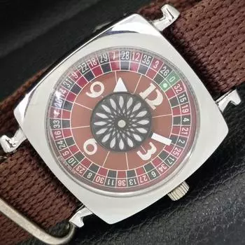 ШВЕЙЦАРСКИЕ МУЖСКИЕ ЧАСЫ ART DECO С РУЧНЫМ ЗАВОДОМ, ВОССТАНОВЛЕННЫЕ, ЦИФЕРБЛАТ КОРИЧНЕВОГО ЦВЕТА a431249-2 R106-a431249