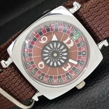 ШВЕЙЦАРСКИЕ МУЖСКИЕ ЧАСЫ С РУЧНЫМ ЗАВОДОМ В СТИЛЕ АРТ-ДЕКО, ВОССТАНОВЛЕННЫЕ, ЦИФЕРБЛАТ КОРИЧНЕВОГО ЦВЕТА a431254-2 R106-a431254