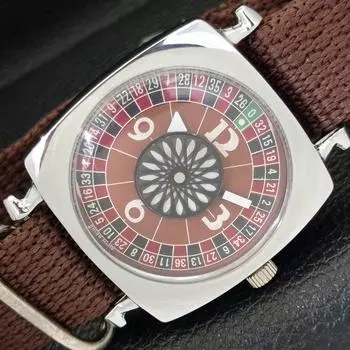 ШВЕЙЦАРСКИЕ МУЖСКИЕ ЧАСЫ С РУЧНЫМ ЗАВОДОМ В СТИЛЕ АРТ-ДЕКО, ОТРЕМОНТИРОВАННЫЕ, ЦИФЕРБЛАТ КОРИЧНЕВОГО ЦВЕТА a431250-2 R106-a431250