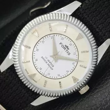 ШВЕЙЦАРСКИЕ МУЖСКИЕ ЧАСЫ С РУЧНЫМ ЗАВОДОМ, ВОССТАНОВЛЕННЫЕ, ЦИФЕРБЛАТ КРЕМА a431011-2 R105-a431011