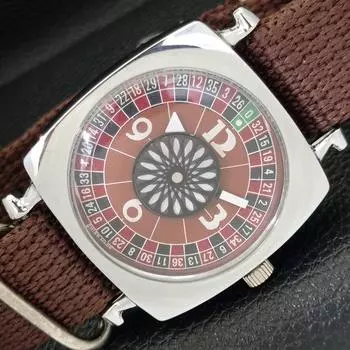 ШВЕЙЦАРСКИЕ МУЖСКИЕ ЧАСЫ В СТИЛЕ АРТ-ДЕКО С РУЧНЫМ ЗАВОДОМ, ВОССТАНОВЛЕННЫЕ, ЦИФЕРБЛАТ КОРИЧНЕВОГО ЦВЕТА a431253-2 R106-a431253