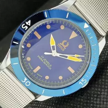 ШВЕЙЦАРСКИЕ ВОССТАНОВЛЕННЫЕ 40-ММ МУЖСКИЕ НАРУЧНЫЕ ЧАСЫ TITUS С ПОДВИЖНЫМ БЕЗЕЛЕМ И СИНИМ ЦИФЕРБЛАТОМ a425323-2 RL-a425323