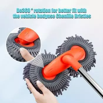 Швабра для мытья автомобиля, мягкая щетина, двухсторонняя швабра Chenier для мытья автомобиля с длинной ручкой, выдвижная, не повреждающая швабра для мытья автомобиля