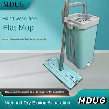 Швабра Flat Squeeze Mop Com Balde, отжим для чистки пола, подушечки из микрофибры, Uso Molhado Ou Seco Em Madeira Laminado, Mo Livre