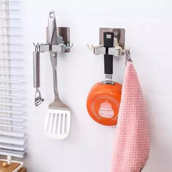 Швабра Органайзер Влагостойкий Съемный Простой Монтаж Творческий Многофункциональный Настенный Веник Стойка Туалетные принадлежности чёрный