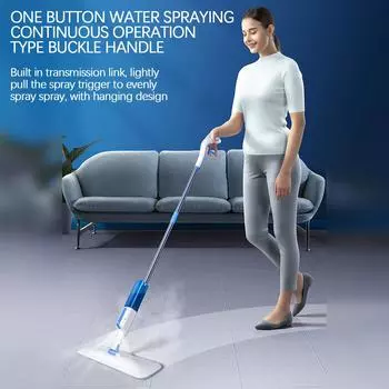 Швабра с распылителем для бытовой уборки, с многоразовой бутылкой, тканью из 3 волокон и 1 шваброй для инструментов, швабра с сухим и влажным распылением для домашнего использования, спальни, кухни, плиточного пола Free Size синий