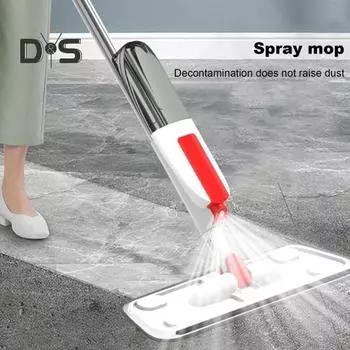 Швабра с распылителем, вращение на 360 градусов, влажная/сухая уборка, удобная ручка, увеличенная панель, сменная плоская швабра, средство для мытья полов. серый