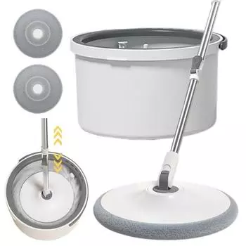 Швабра с выдвижной ручкой, вращающаяся на 360 градусов, для влажной и сухой уборки полов, ведро для швабры из микрофибры Round