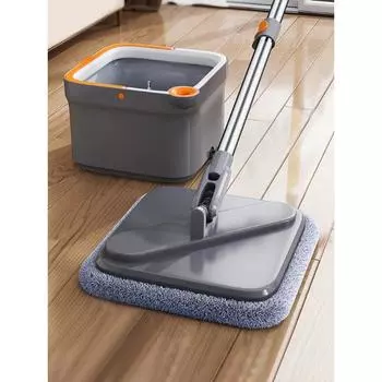 Швабра Spin с ведром, швабра Hand Free, автоматическое разделение, плоские швабры для чистки пола с моющимися подушечками из микрофибры красный