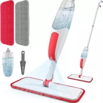 Швабры с распылителем для чистки пола, швабра для пола из микрофибры, швабра для влажного распыления с многоразовыми моющимися подушечками 1 set + 2 mop cloth